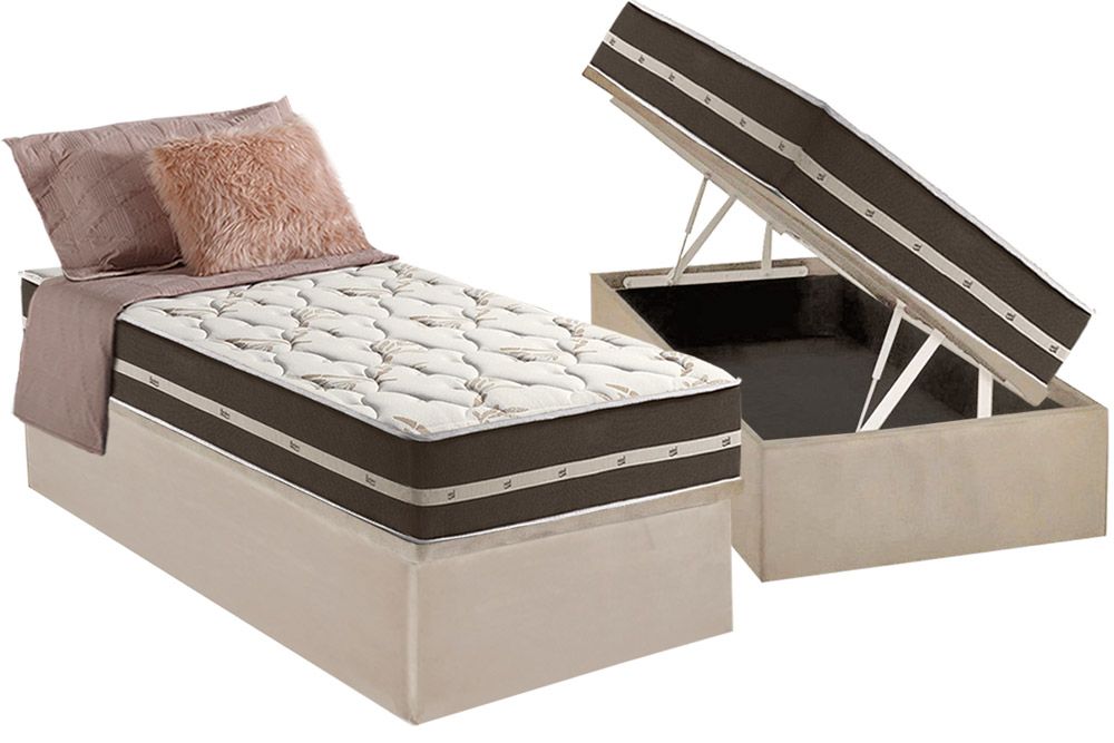 Cama Box Baú CRC +Colchão Molas Classic Anjos