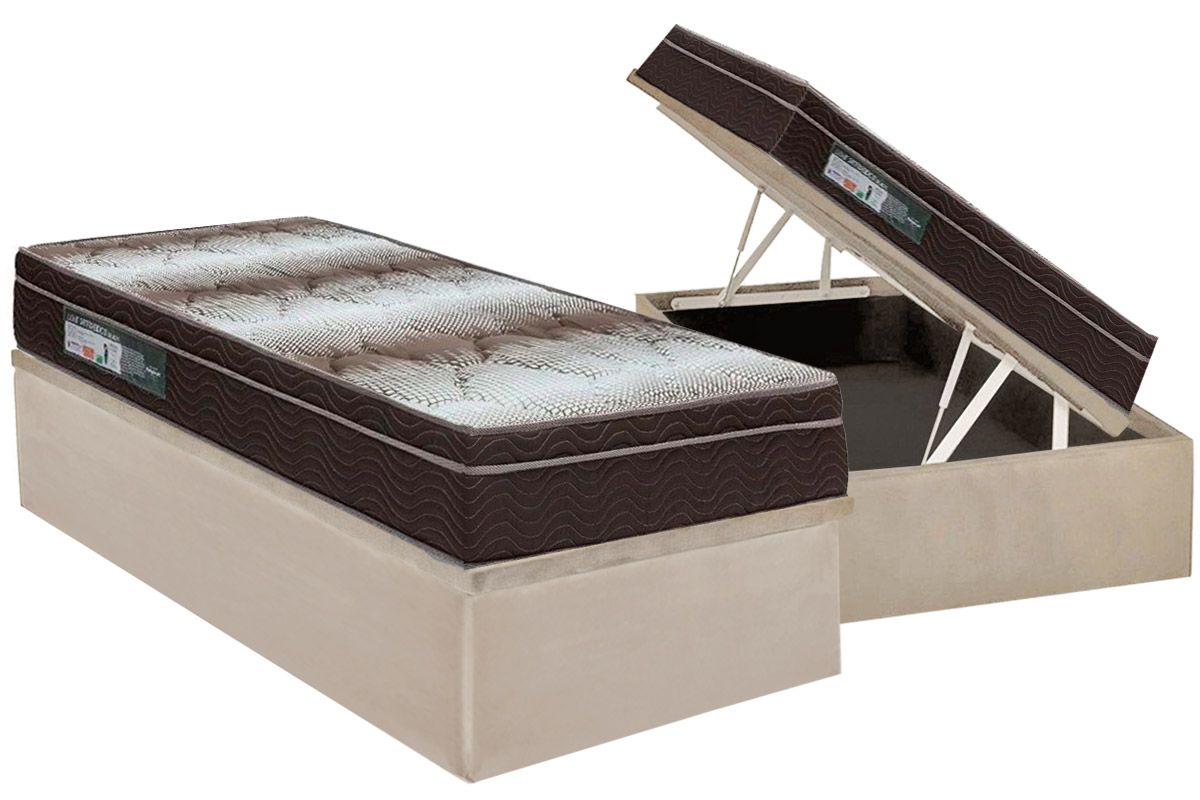 Cama Box Baú CRC +Colchão Ortopédico Light Ortobom