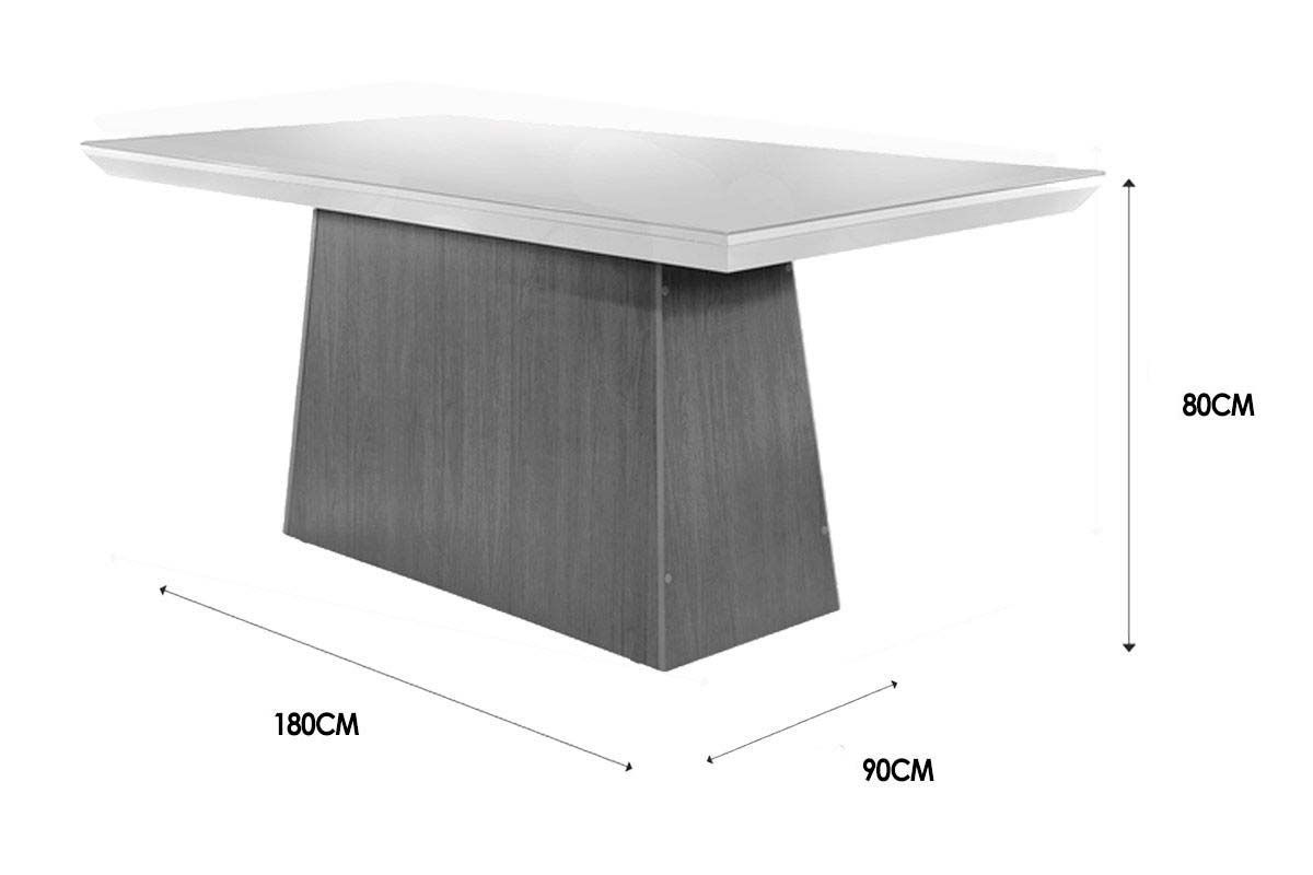 Sala de Jantar Completa Luna Tampo Madeirado c/ Vidro Canto Reto 180x90cm e 6 Cadeiras Grécia - Rufato