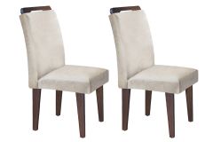 Cadeira Jantar Athenas Kit 2Un Rufato - Café/Suede Creme