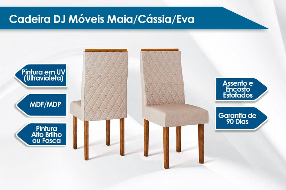 Cadeira Jantar New Maia Kit 2 Un DJ Móveis
