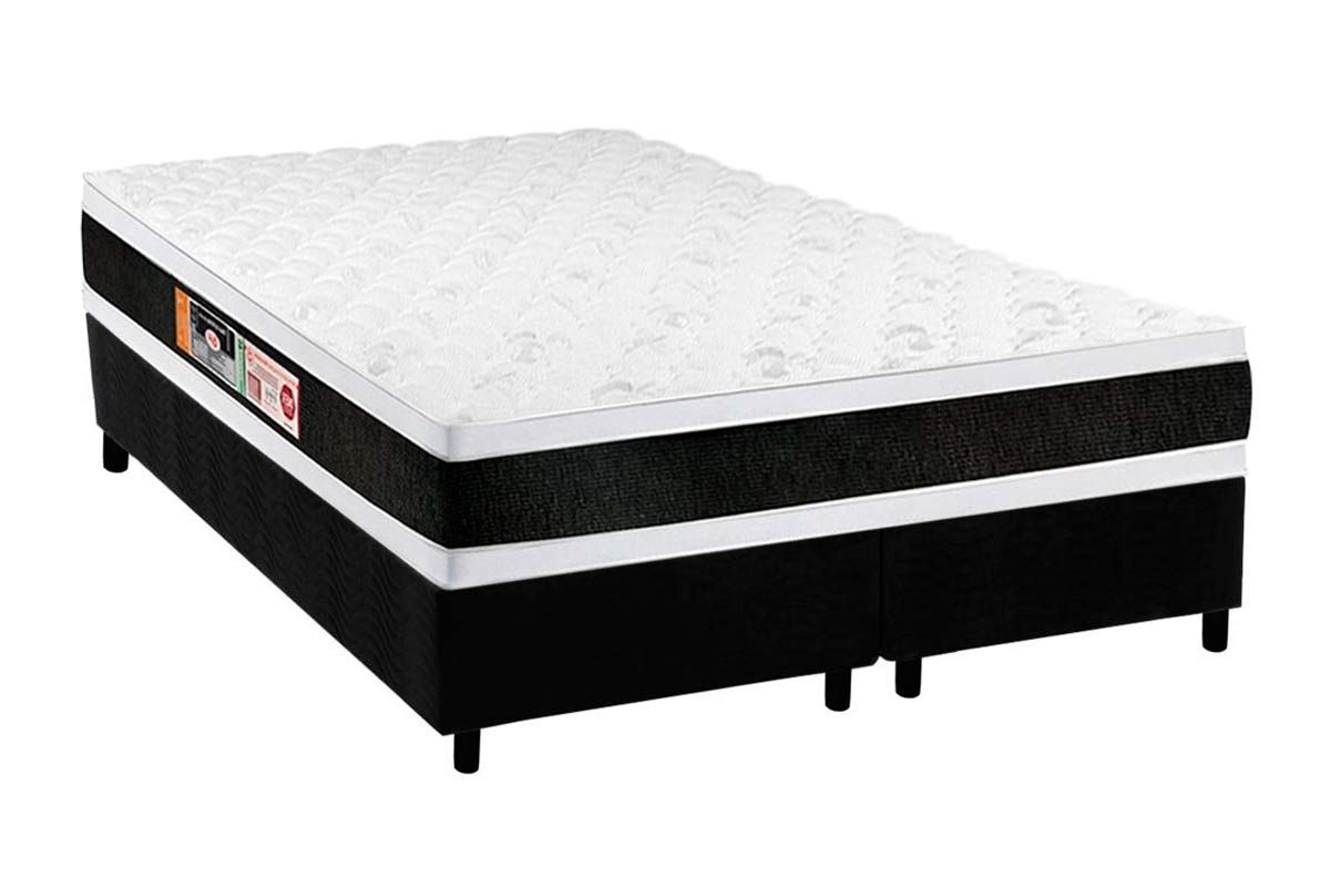 Cama Box CRC +Colchão Espuma D45 Black White Castor
