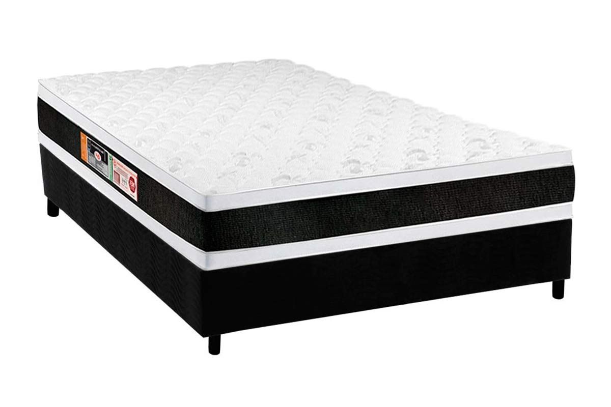 Cama Box CRC +Colchão Espuma D45 Black White Castor