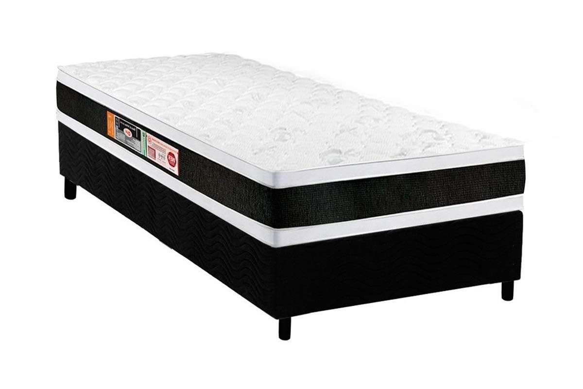 Cama Box CRC +Colchão Espuma D45 Black White Castor