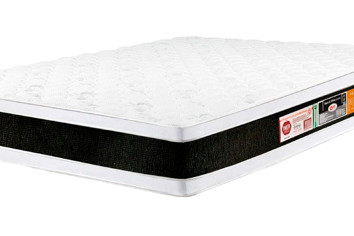 Cama Box CRC +Colchão Espuma D45 Black White Castor