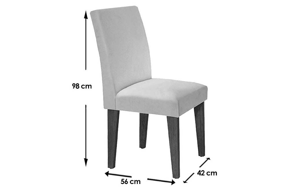 Sala de Jantar Completa Jade Tampo Madeirado c/ Vidro Canto Curvo 180x90cm e 6 Cadeiras Grécia - Rufato