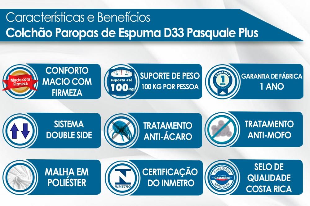 Cama Box CRC +Colchão Espuma D33 Pasquale Paropas