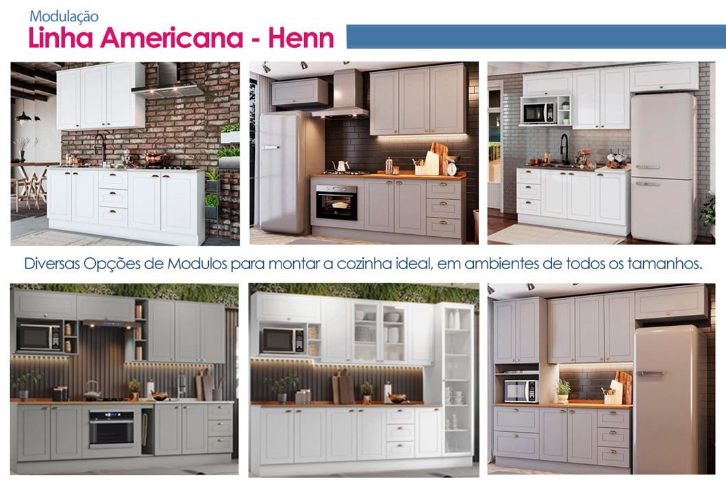 Cozinha Completa Henn 8 Peças Americana s/Pia C8P01