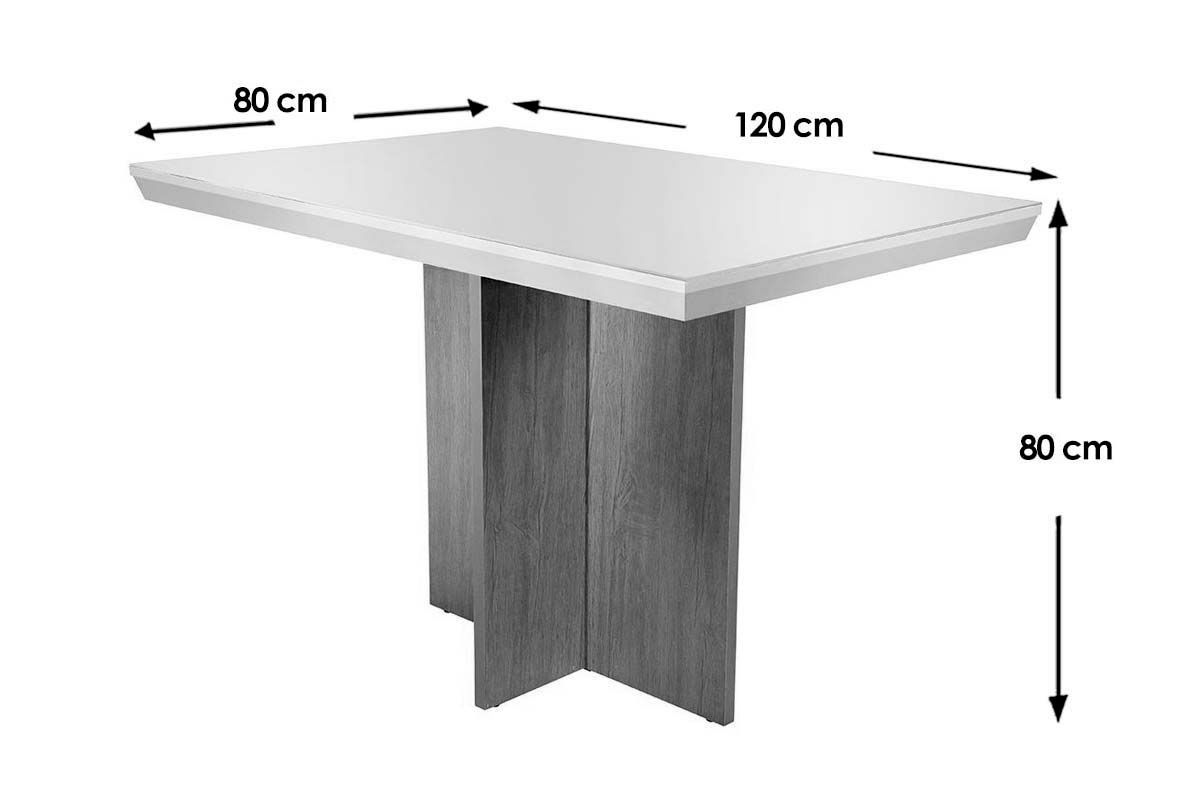 Sala de Jantar Completa Berlim Tampo Madeirado c/ Vidro Canto Reto 120x80cm e 4 Cadeiras Grécia - Rufato