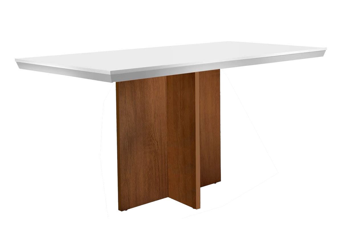 Sala de Jantar Completa Berlim Tampo Madeirado c/ Vidro Canto Reto 120x80cm e 4 Cadeiras Grécia - Rufato