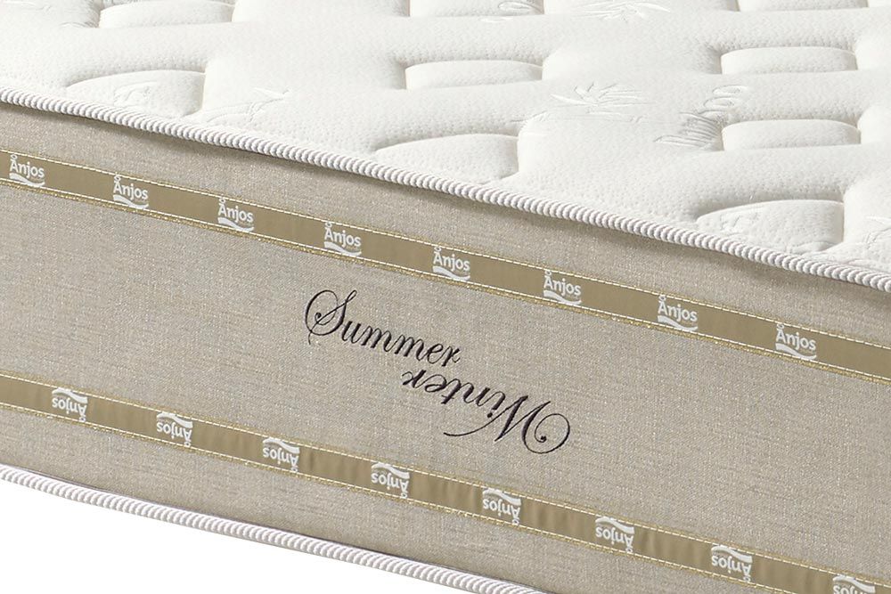 Cama Box : Colchão Molas Ensacadas Anjos Winter Summer + Base CRC Suede Clean 