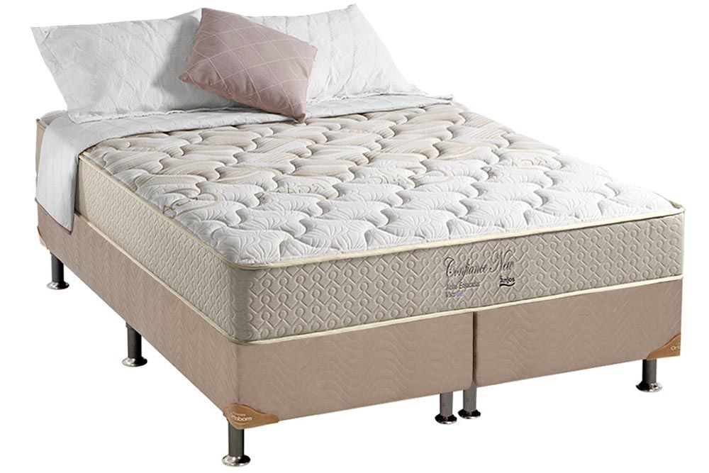 Cama Box : Colchão Molas Ensacadas Anjos Confiance New + Base CRC Suede Clean 