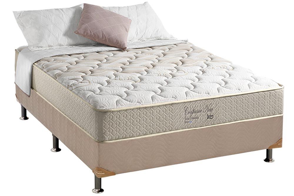 Cama Box : Colchão Molas Ensacadas Anjos Confiance New + Base CRC Suede Clean 