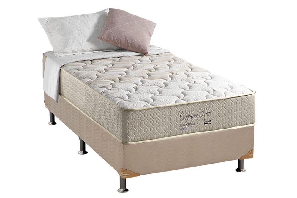 Cama Box : Colchão Molas Ensacadas Anjos Confiance New + Base CRC Suede Clean 