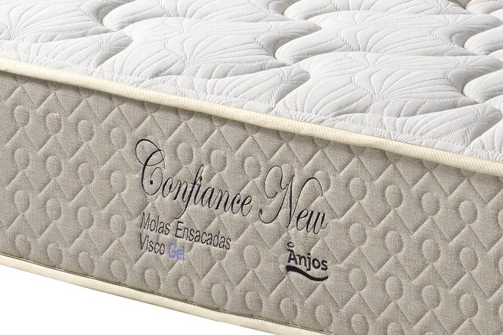 Cama Box : Colchão Molas Ensacadas Anjos Confiance New + Base CRC Suede Clean 
