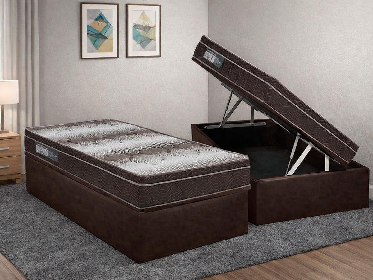 Cama Box Baú CRC +Colchão Ortopédico Light Ortobom