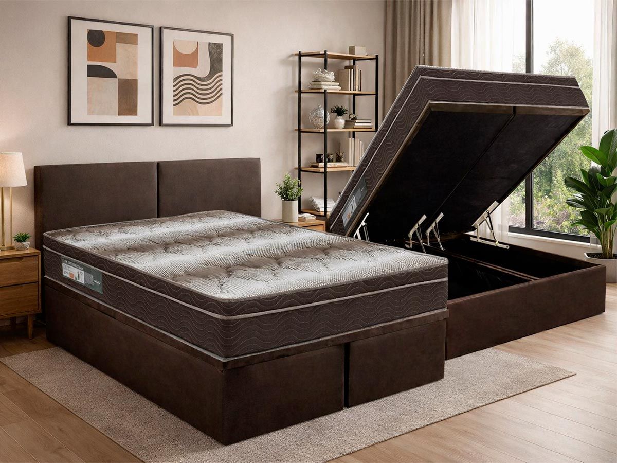 Cama Box Baú CRC +Colchão Ortopédico Light Ortobom