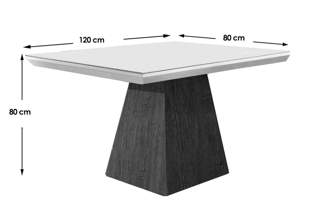 Sala de Jantar Completa Luna Tampo Madeirado c/ Vidro Canto Reto 120x80cm e 4 Cadeiras Grécia - Rufato
