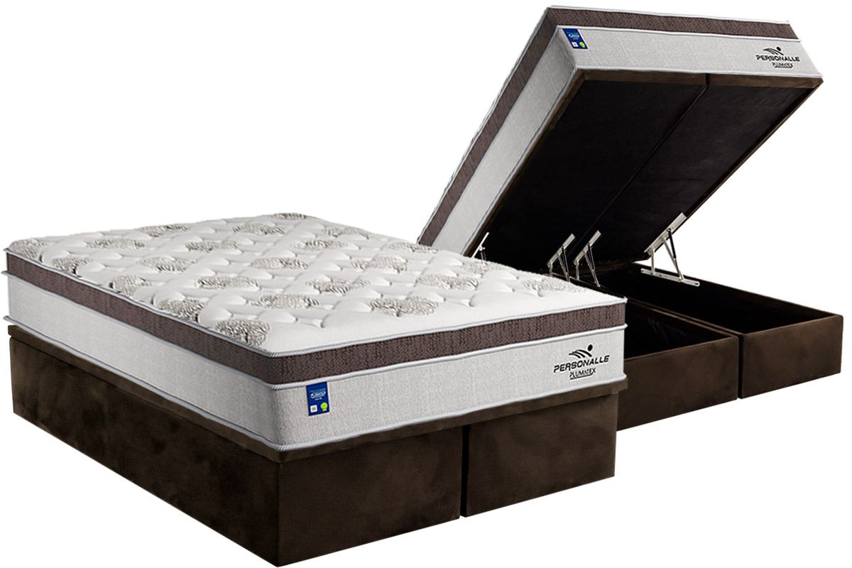 Cama Box Baú CRC +Colchão Molas Personalle Plumatex