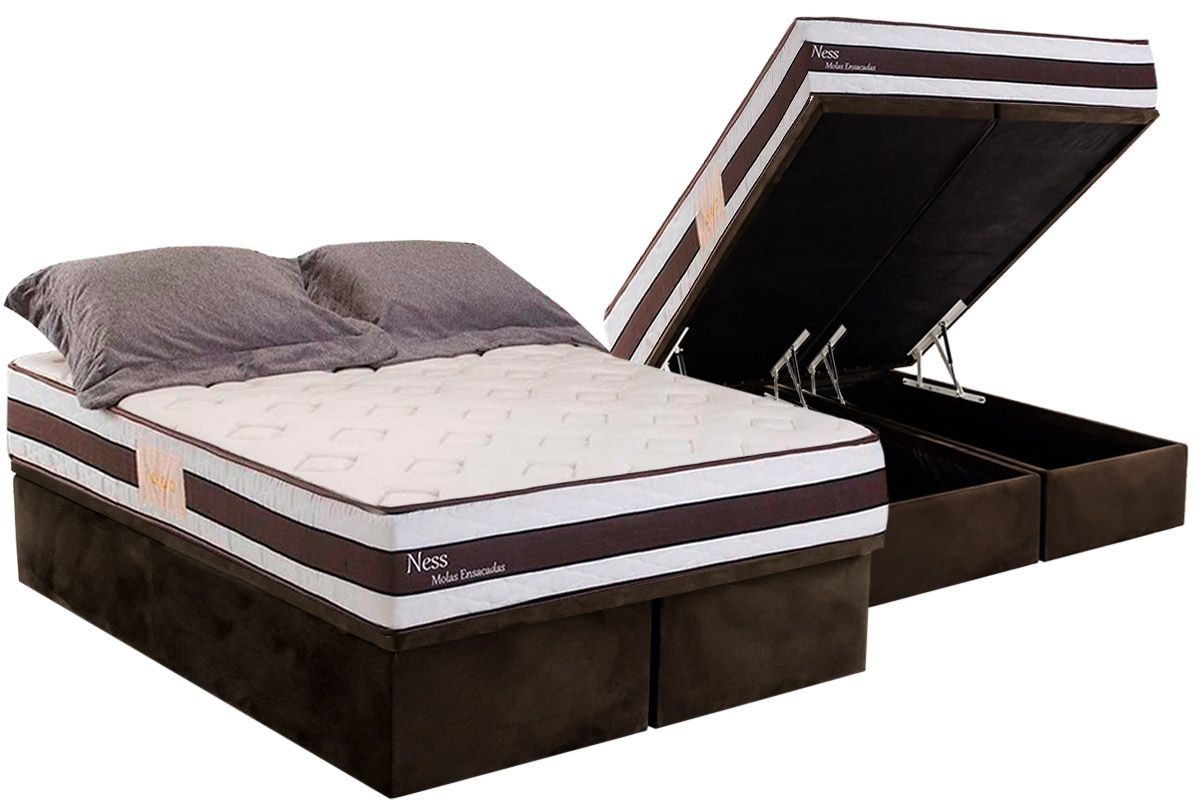Cama Box Baú CRC +Colchão Molas Ness Herval