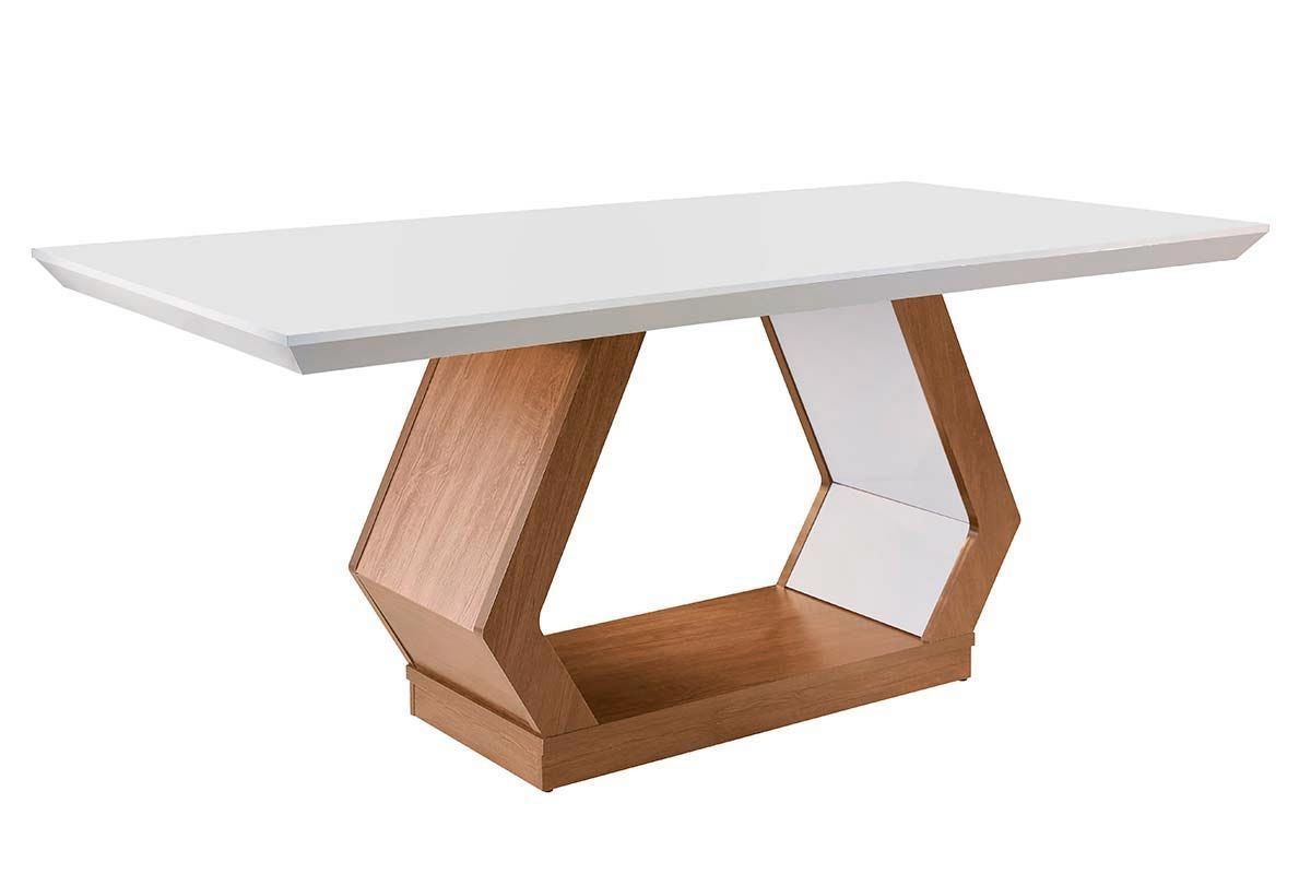 Sala de Jantar Completa Alvorada Tampo Madeirado c/ Vidro Reto 180x90cm e 6 Cadeiras Athenas - Rufato