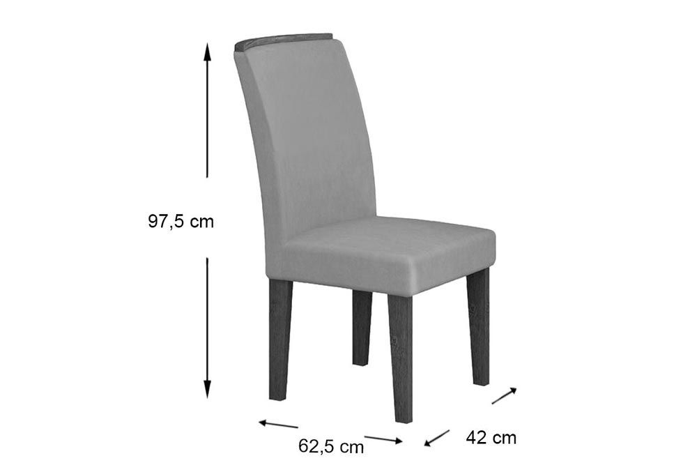 Sala de Jantar Completa Alvorada Tampo Madeirado c/ Vidro Canto Reto 180x90cm e 6 Cadeiras Lunara - Rufato