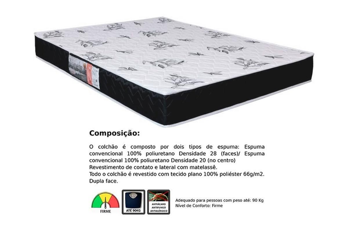 Cama Box CRC +Colchão Espuma D28 Nápoles Orthoflex