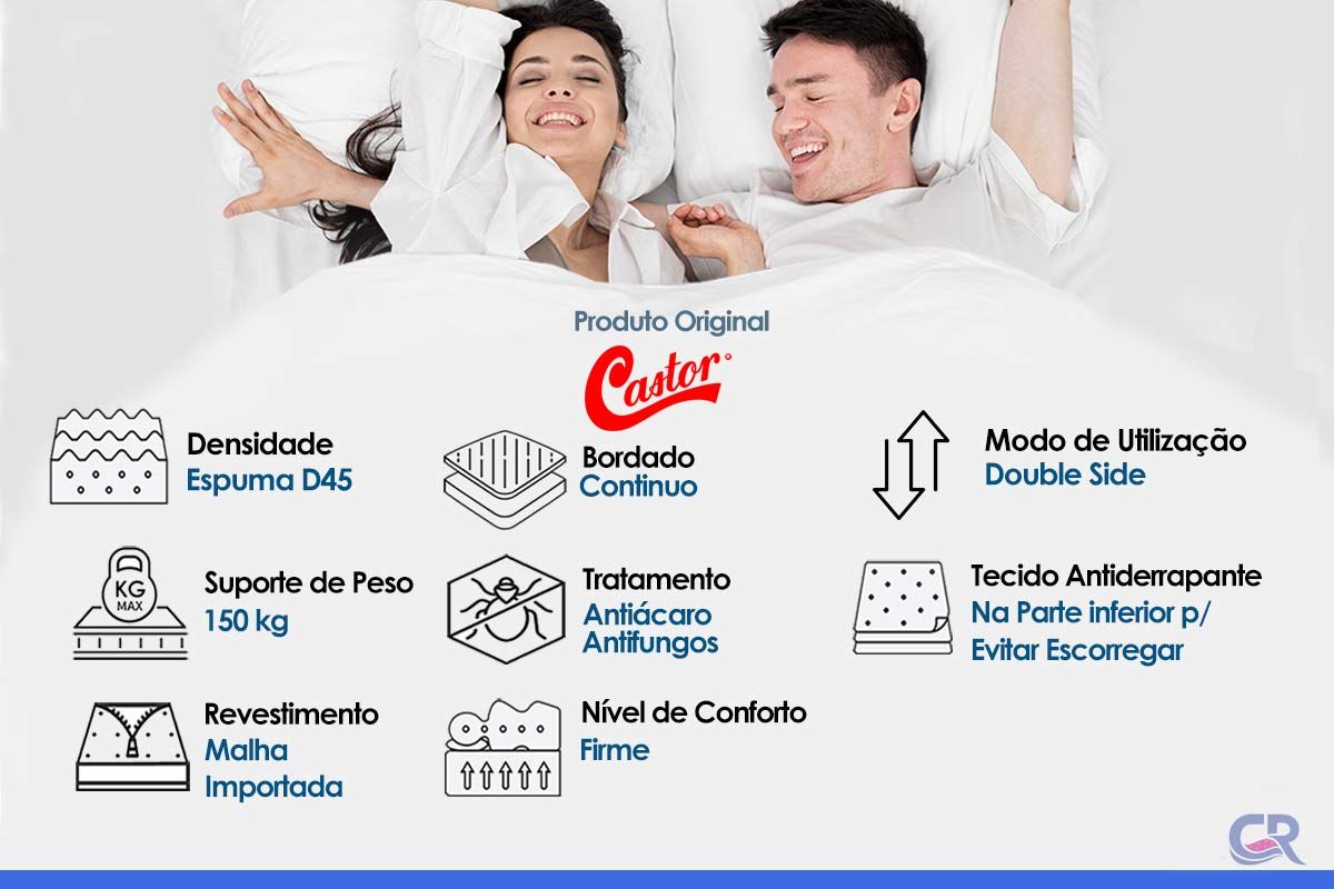 Cama Box CRC +Colchão Espuma D45 Sleep Max Castor