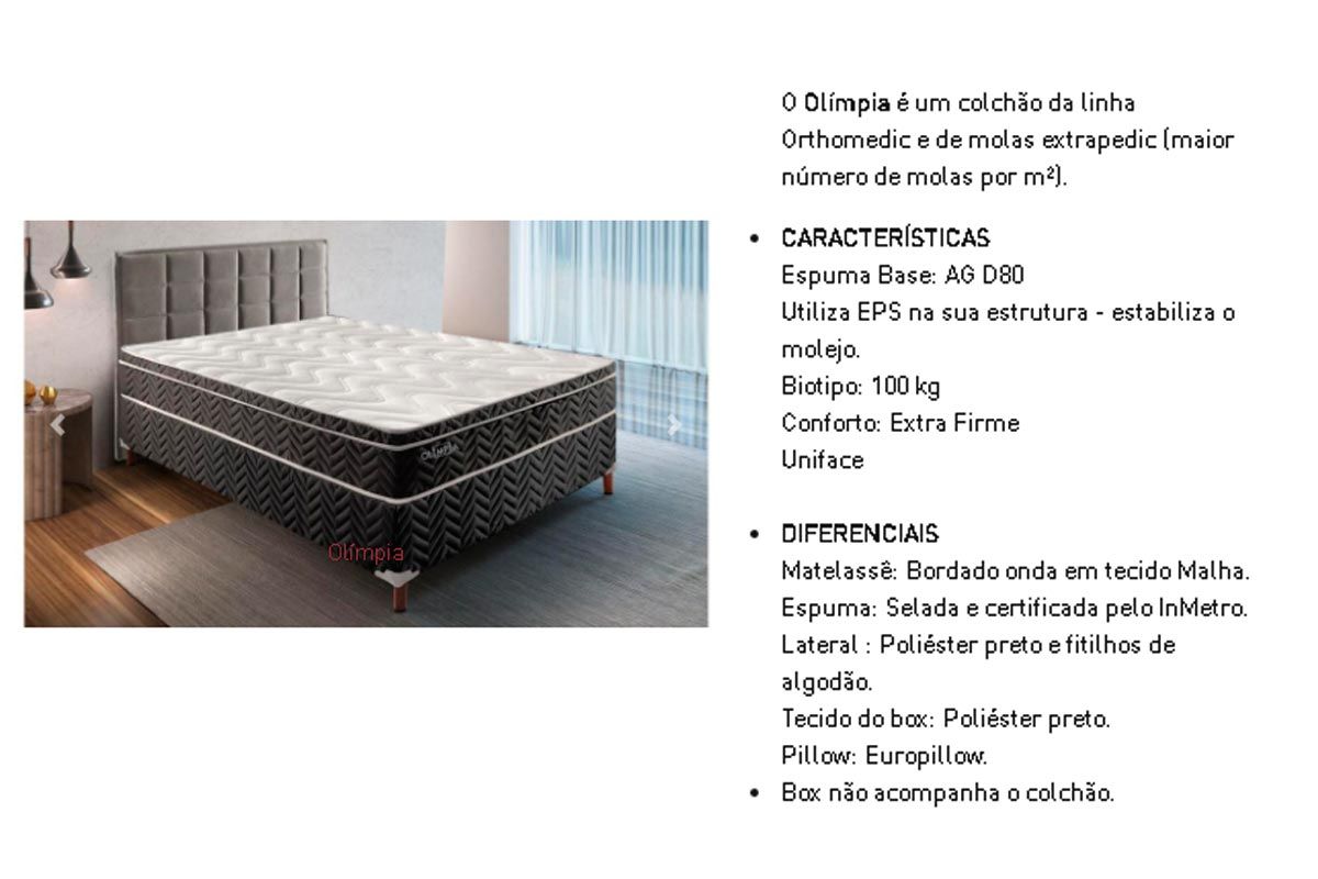 Cama Box CRC +Colchão Molas Olímpia Paropas