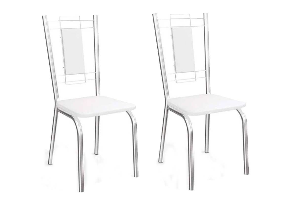Cadeira Jantar Florença 2C005CR Aço Kit 2Un KappesbergCromado/Corano Branco Cadeira Jantar Florença 2C005CR Aço Kit 2Un KappesbergCromado/Corano Branco