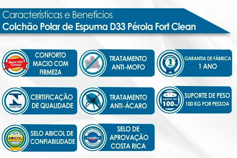 Cama Box Filhão +Colchão Espuma D33 Pérola Polar