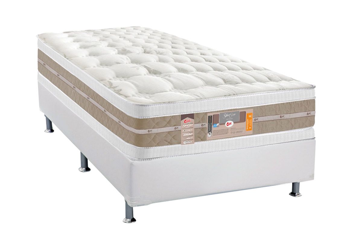 Cama Box CRC +Colchão Molas Silver Sr Castor