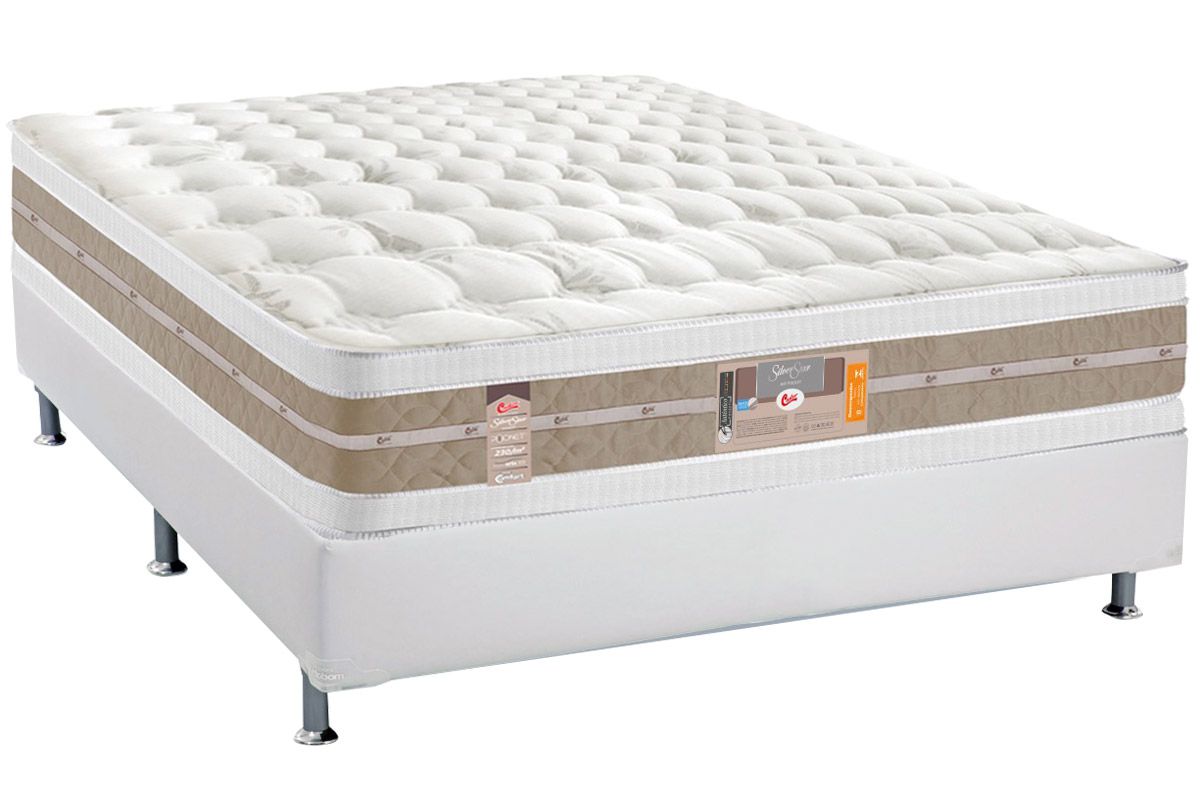 Cama Box CRC +Colchão Molas Silver Sr Castor