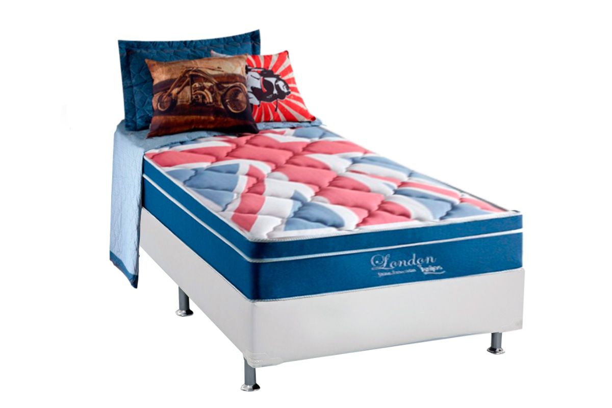 Cama Box CRC +Colchão Molas London Anjos