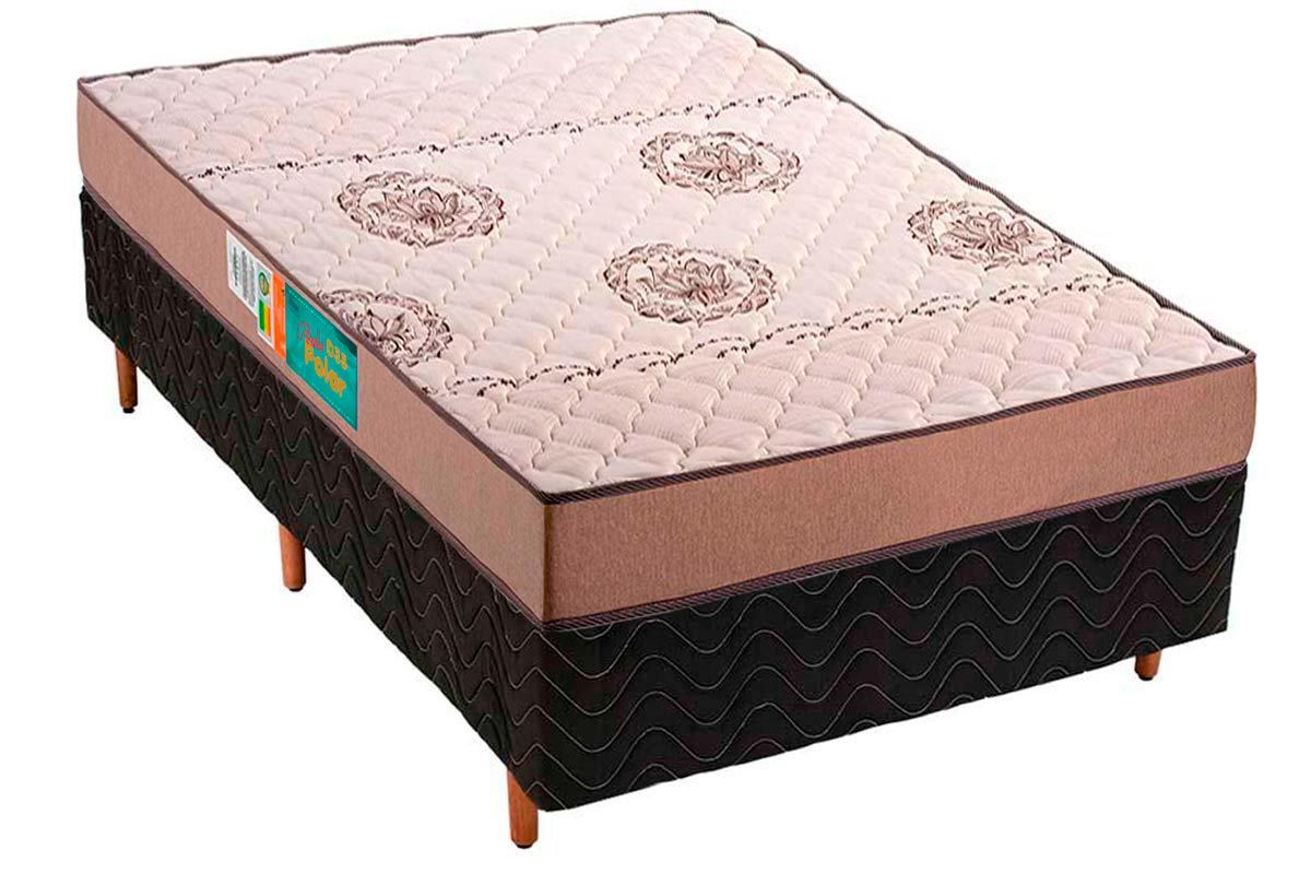 Cama Box CRC +Colchão Espuma D33 Pérola Polar