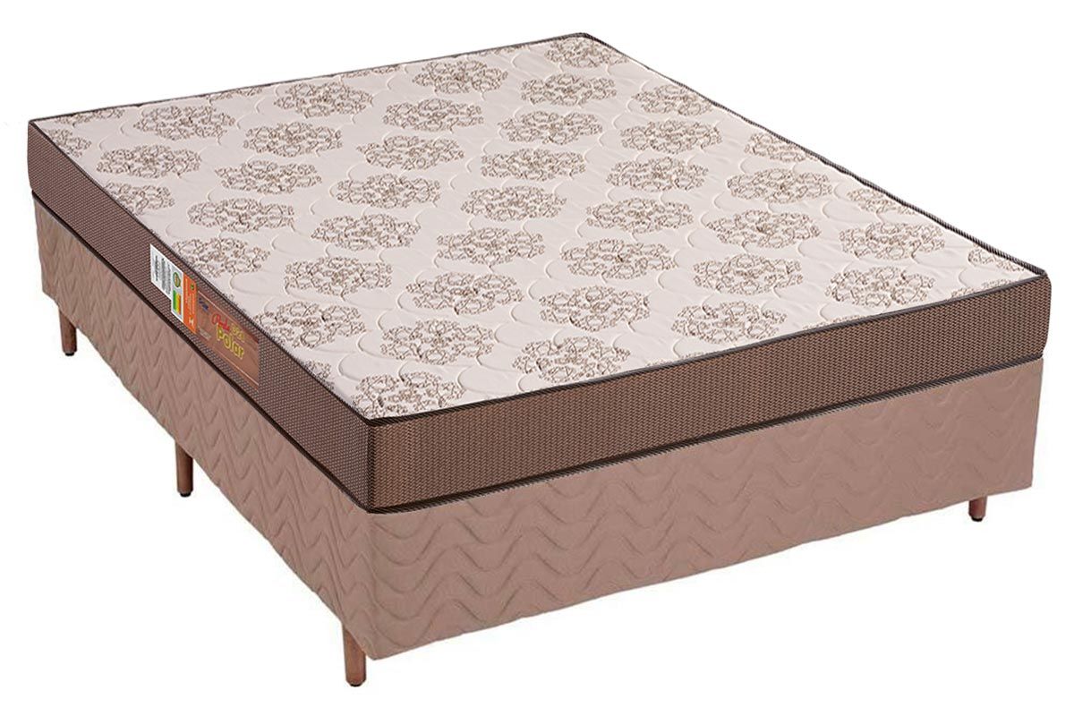 Cama Box CRC +Colchão Espuma D28 Pérola Polar