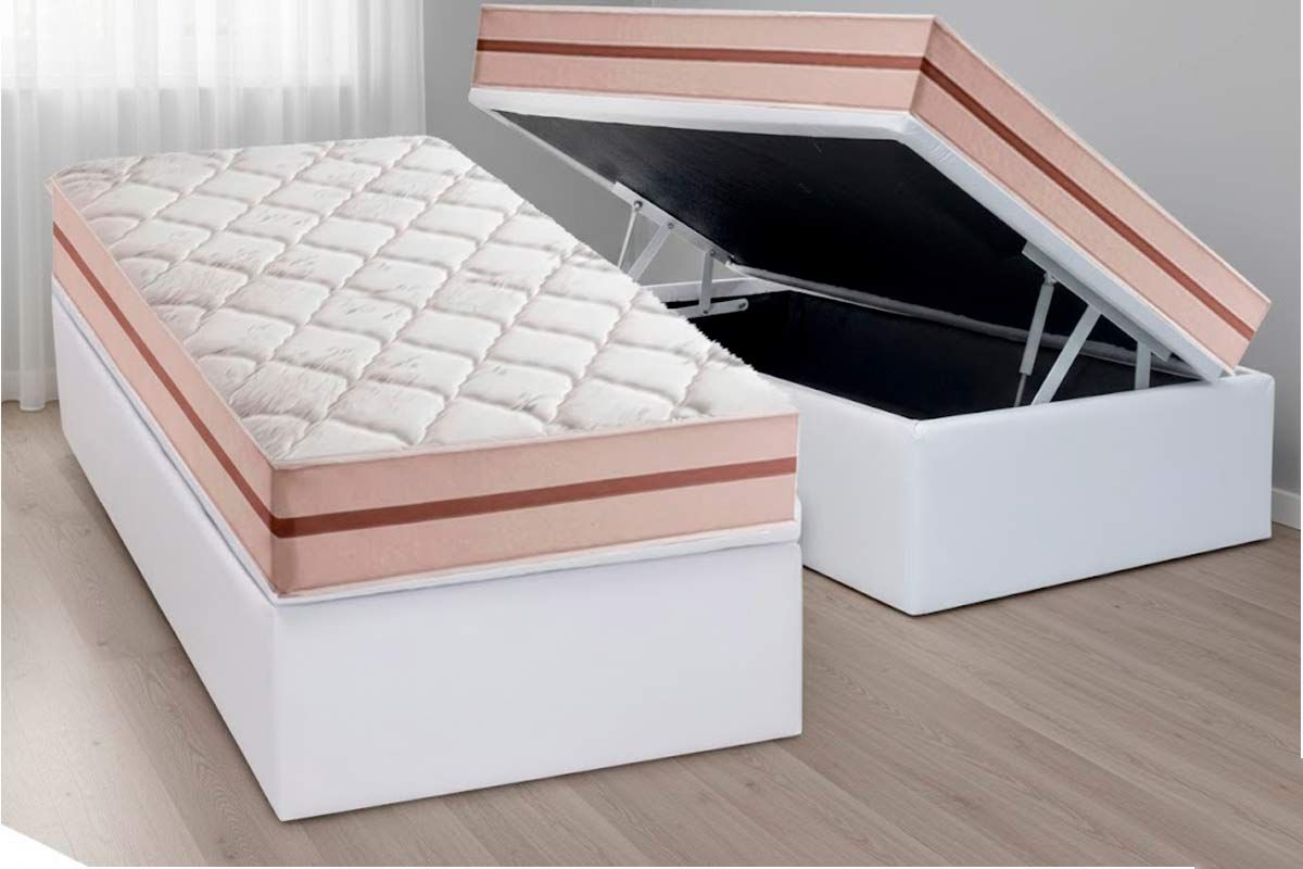Cama Box Baú CRC +Colchão Molas Classic Anjos