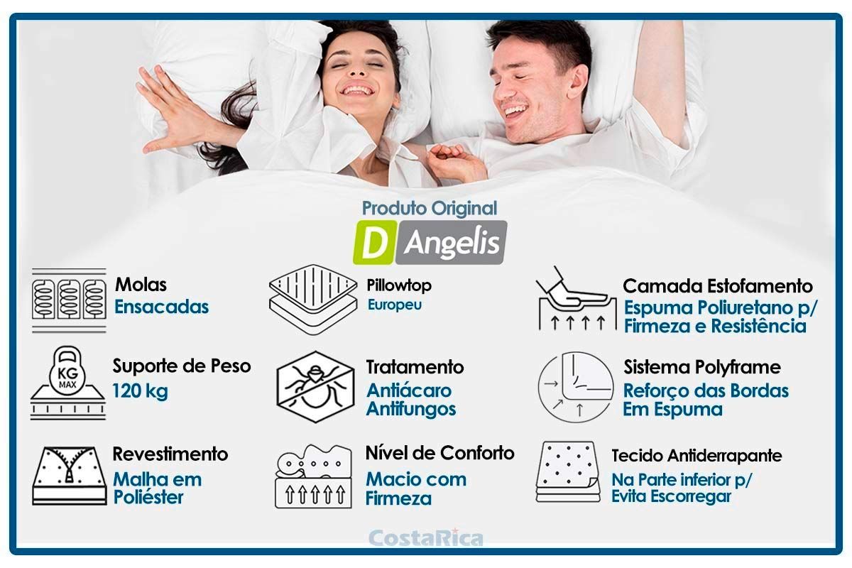 Cama Box Baú CRC +Colchão Molas Classic Anjos