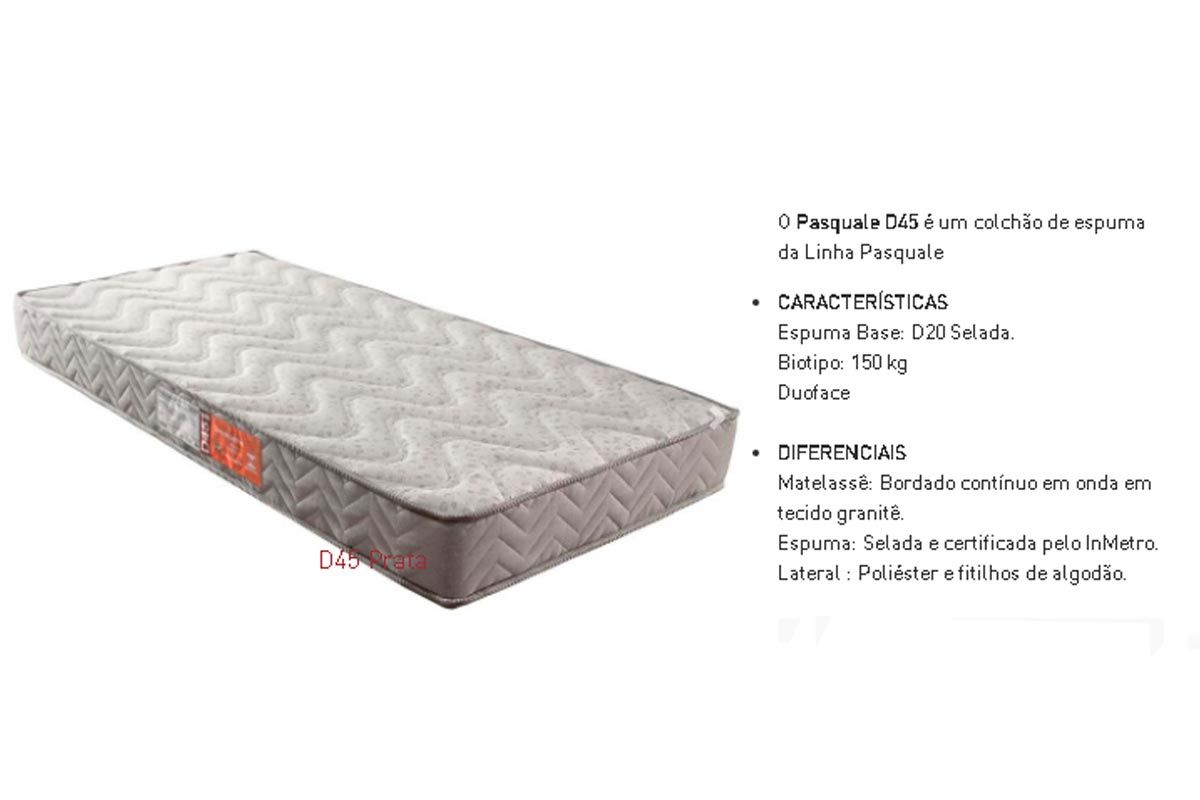 Cama Box CRC +Colchão Espuma D45 Pasquale Paropas