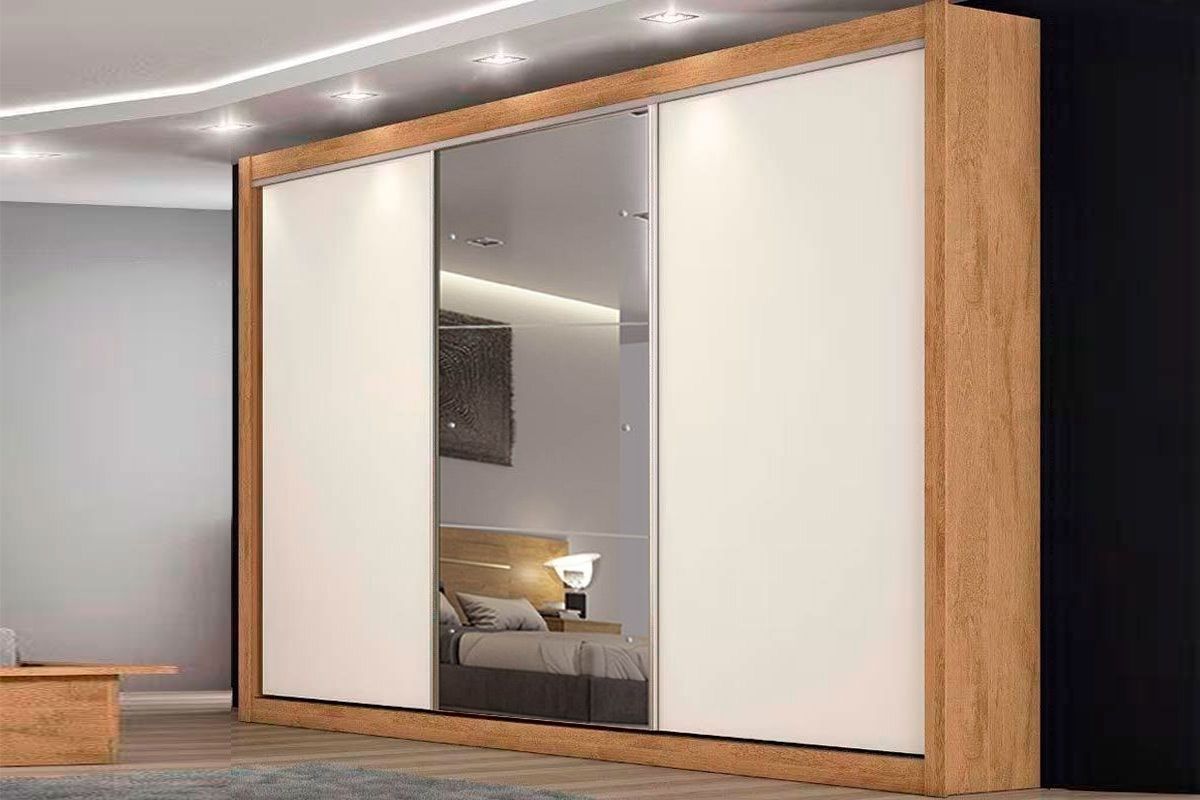 Guarda Roupa Casal 3 Portas (1 c/Espelho) e 6 Gavetas Toronto Europa