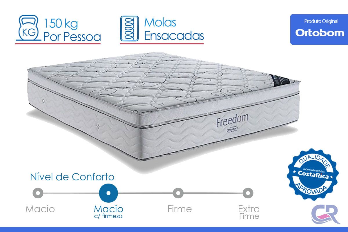 Cama Box CRC +Colchão Molas Freedom Ortobom