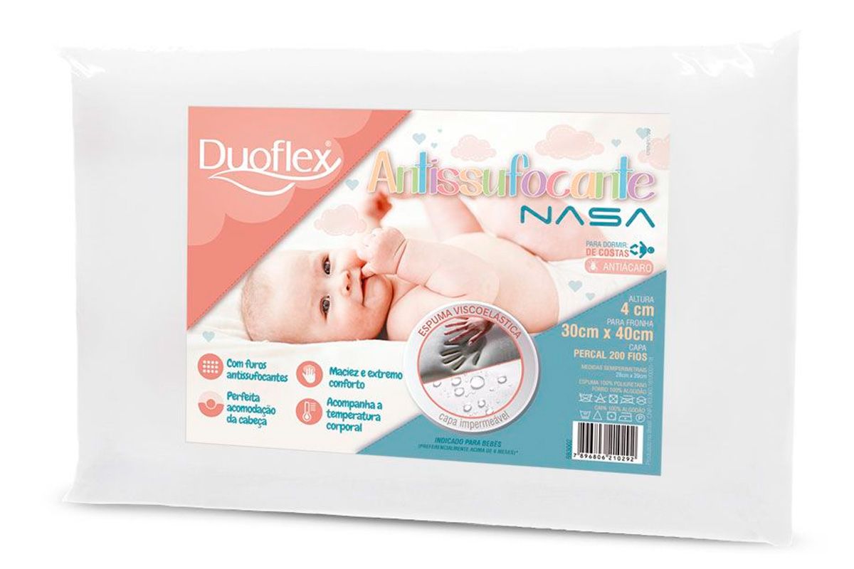 Travesseiro Infantil BB3002 NasaBaby 200Fios Duoflex