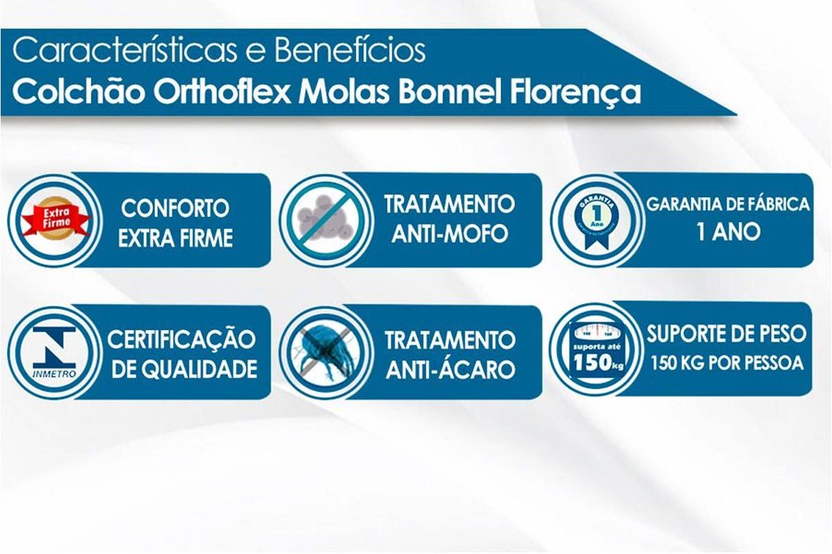 Cama Box CRC +Colchão Molas Florença Orthoflex