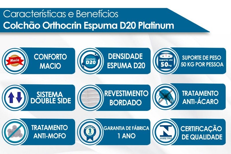 Colchão D20 Orthocrin Platinum Double Side Colchão D20 Orthocrin Platinum Double Side