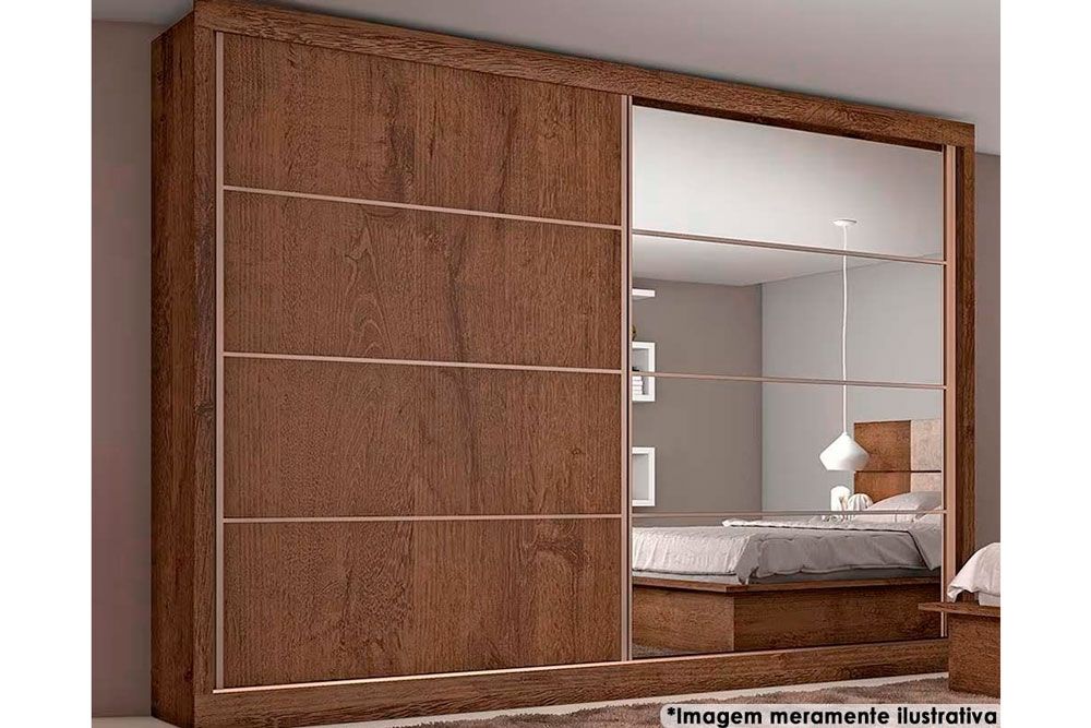 Guarda Roupa Casal 2 Portas Correr c/Esp Sevilha EuropaFlex Brauna/Brauna ou Off White