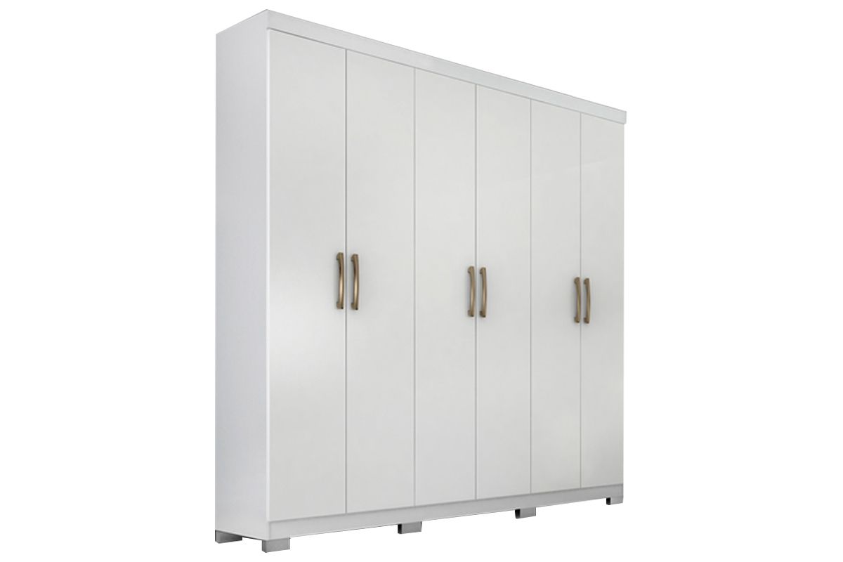 Guarda Roupa Casal 6 Portas e 3 Gavetas Clara PananBranco Guarda Roupa Casal 6 Portas e 3 Gavetas Clara PananBranco
