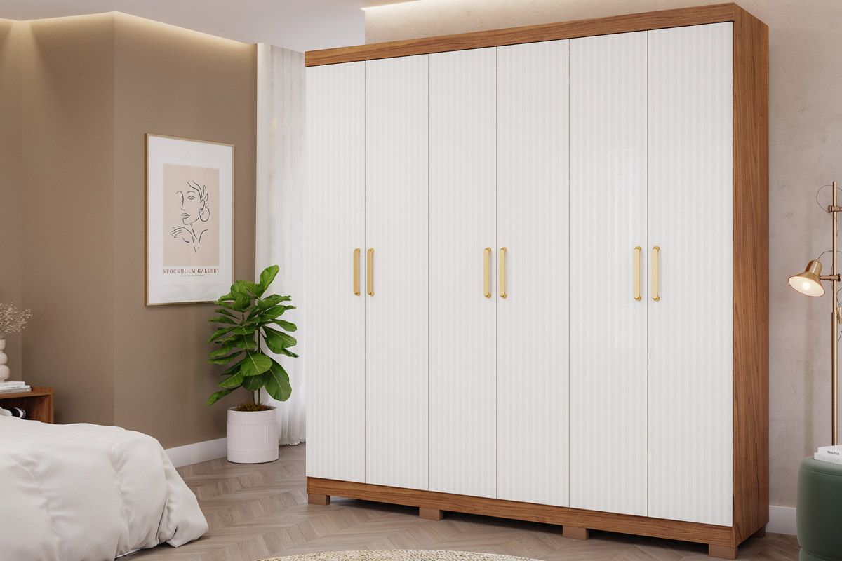 Guarda Roupa Casal 6 Portas e 3 Gavetas Clara PananCinamomo/Grafiato Guarda Roupa Casal 6 Portas e 3 Gavetas Clara PananCinamomo/Grafiato