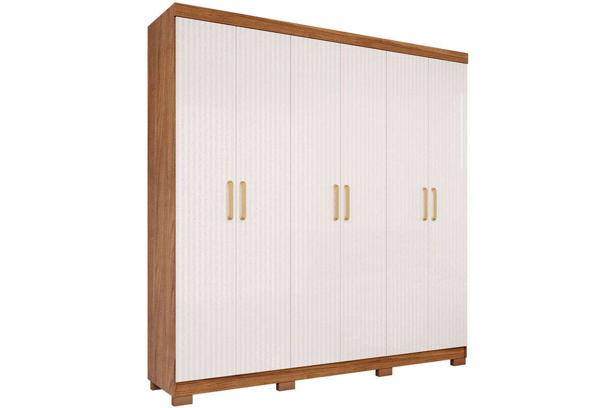 Guarda Roupa Casal 6 Portas e 3 Gavetas Clara PananCinamomo/Grafiato Guarda Roupa Casal 6 Portas e 3 Gavetas Clara PananCinamomo/Grafiato