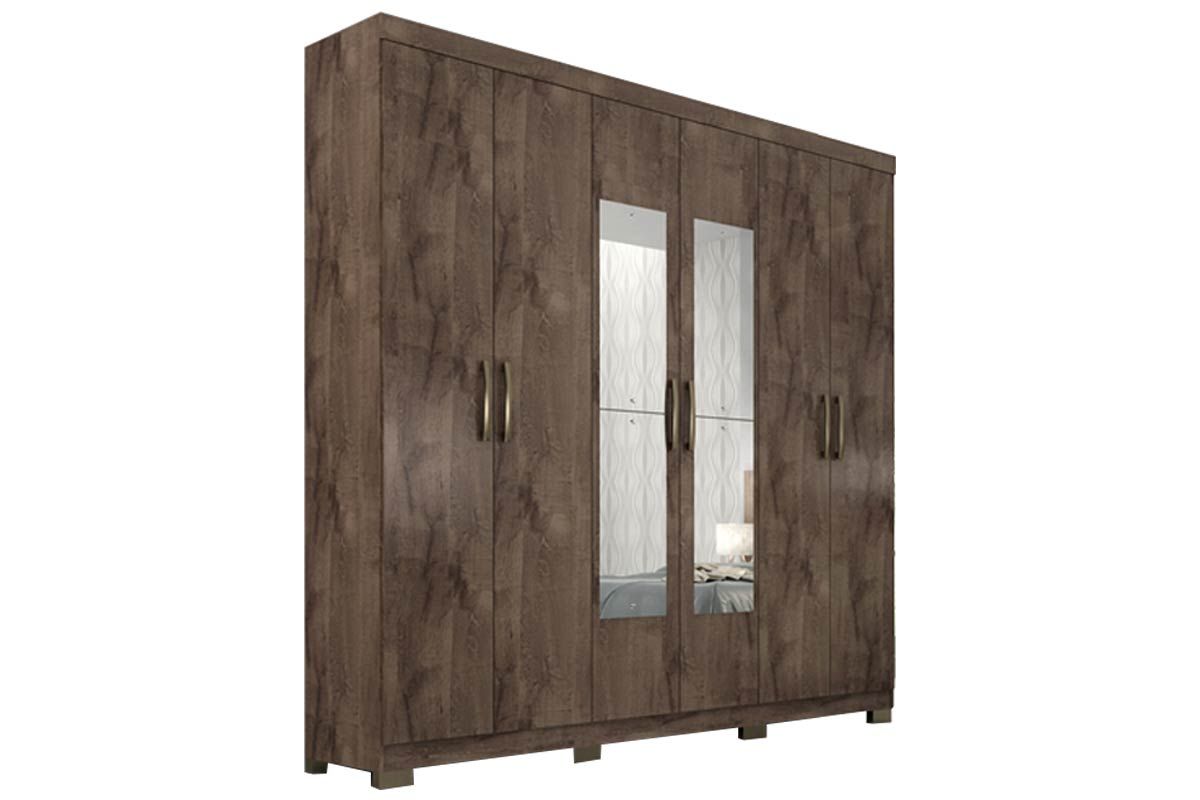 Guarda Roupa Casal 6 Portas (2 c/Espelho) e 3 Gavetas Clara Panan Guarda Roupa Casal 6 Portas (2 c/Espelho) e 3 Gavetas Clara Panan