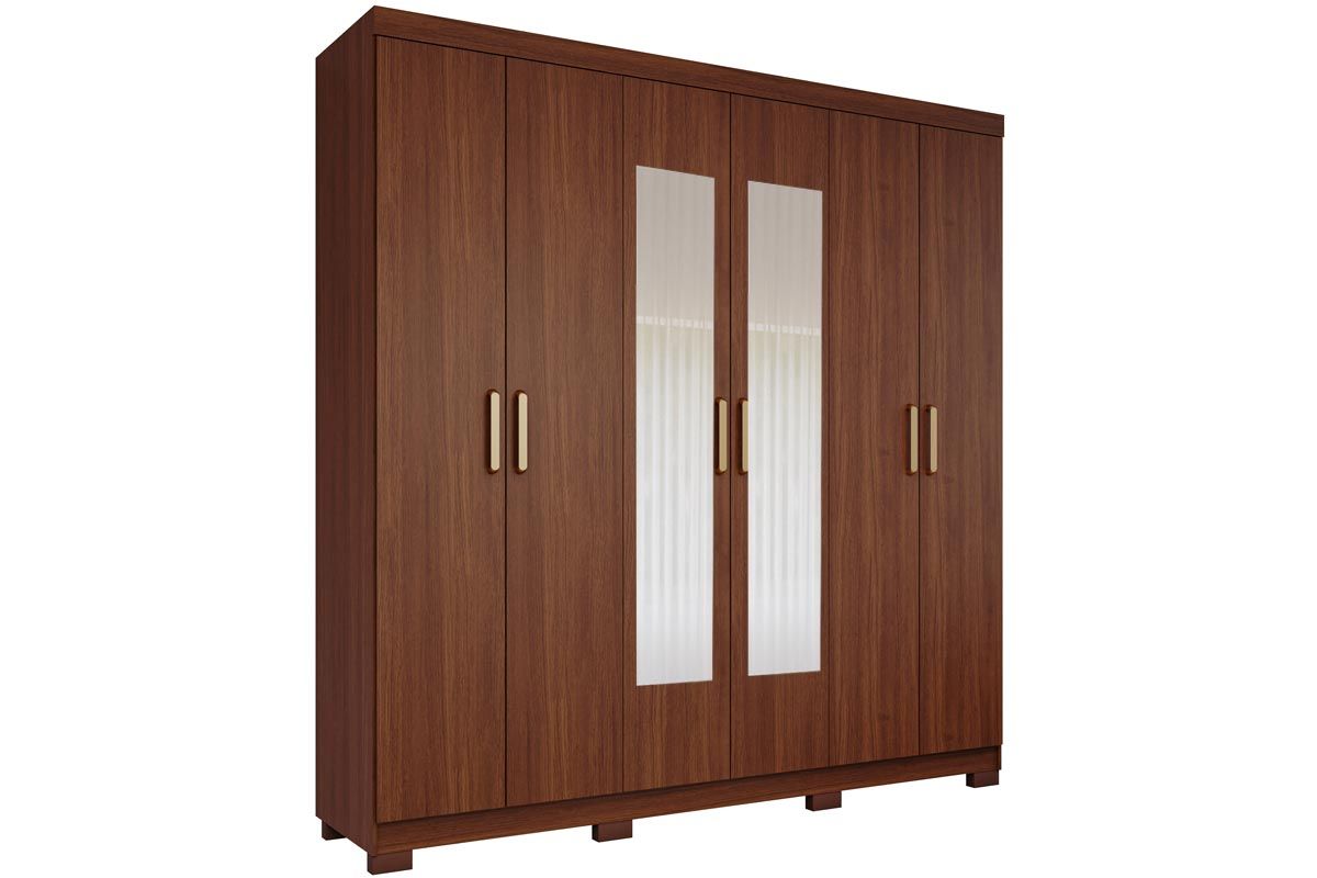Guarda Roupa Casal 6 Portas (2 c/Espelho) e 3 Gavetas Clara PananJequitiba